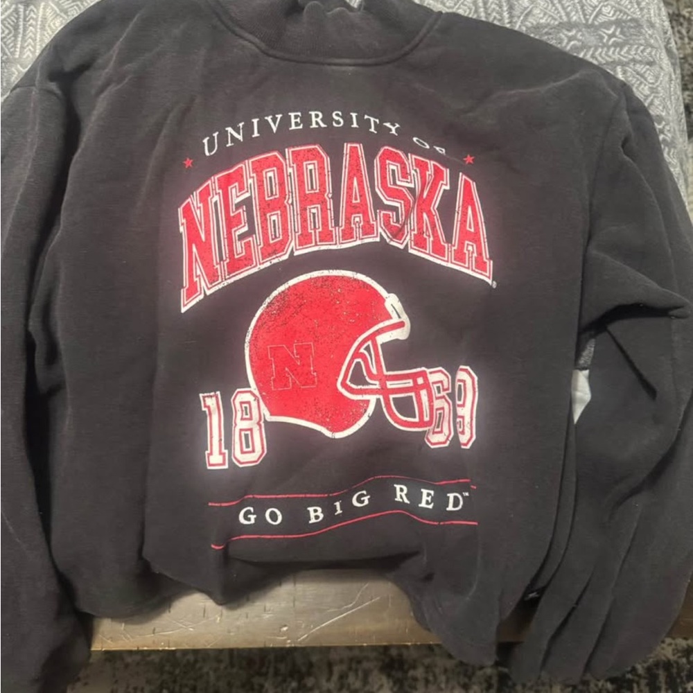 University of Nebraska Black crewneck cropped